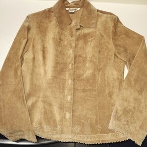 VINTAGE AMI 70 laser cut rough edge 100% leather jacket Size S